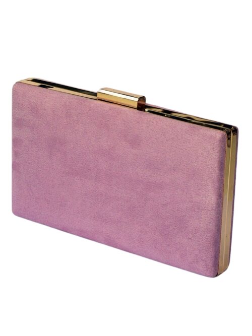 BOLSO DE MANO RECTANGULAR MALVA ANTE LISO