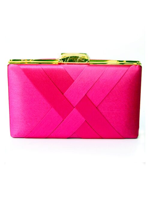 BOLSO DE MANO RENTAGULAR ROSA FUCSIA TRENZADO SATÉN