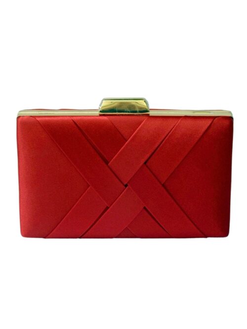 BOLSO DE MANO RENTAGULAR ROJO TRENZADO SATÉN