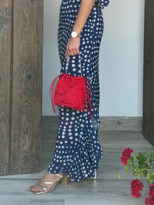 BOLSO BOMBONERA FLECOS ROJO